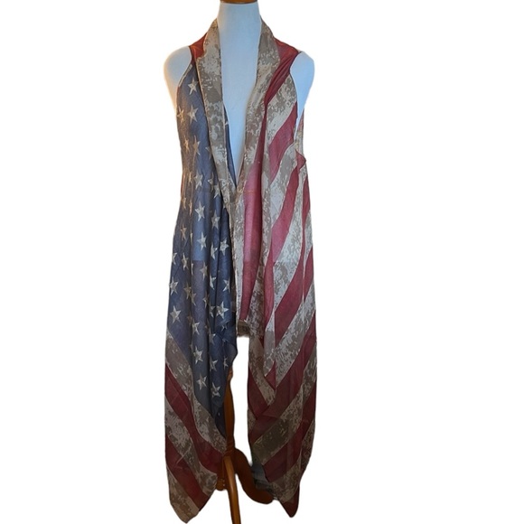 Patriotic Distressed Stars & Stripes American Flag Vest🇺🇸One Size - Picture 3 of 3